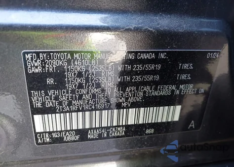 2024 Toyota Rav4 Xle Premium from USA, damaged, VIN 2T3A1RFV1RC416917